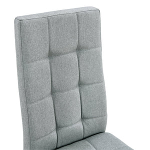 English Elm Linen Tufted Dining Chairs Set of 4 — Upholstered Padded Seats, Metal Legs, 330lb Capacity, Gray Elegance N752P190530G