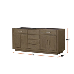 English Elm Grey Oak Double Bath Vanity - Stylish 72" W Midcentury Design With Soft-Close Drawers & Ample Storage B2731P257781