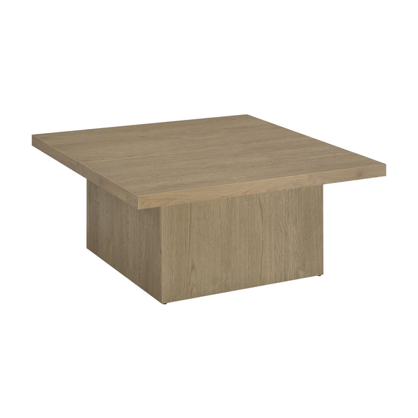 English Elm Square Engineered Wood Coffee Table with Pedestal Base for Modern Living Rooms B016P473408