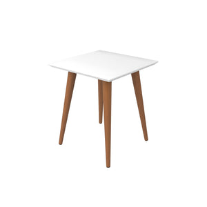 English Elm Utopia Lacquered 17" Square End Table with Solid Wood Splayed Legs, Sleek Durable Accent Piece White B365P398489