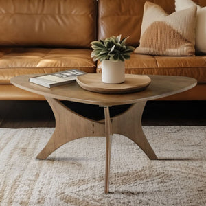 JLA Home INK+IVY - Organic Blaze Wood Coffee Table – Sculptural Triangular Top, Asymmetrical Base, Rounded Edges for Small Spaces II120-0427