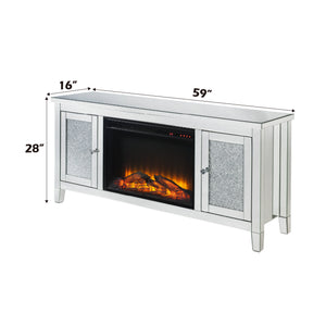 English Elm Noralie Mirrored Fireplace Tv Stand with Led Electric Insert and Glam Diamond Accents B2726P446670