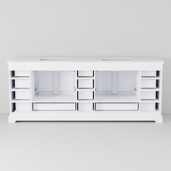 English Elm White Double Bath Vanity 84" W With Mirrors – Elegant Design, Ample Storage & Easy Installation! B2731S00546-GIGA