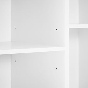 English Elm Tall Storage Cabinet with Flip-Out Basket, Adjustable Shelves & Aluminum Handles for Organized Living White N725P322739K