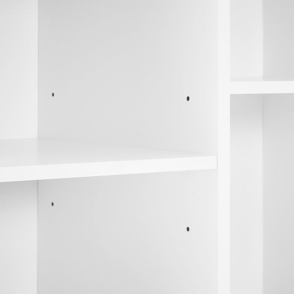English Elm Tall Storage Cabinet with Flip-Out Basket, Adjustable Shelves & Aluminum Handles for Organized Living White N725P322739K