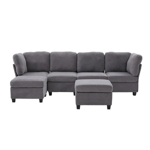 English Elm UNITED Modular 6-Seat Sectional Sofa with Removable Ottoman, Storage Compartments, Convertible Comfort Gray W1568S00245