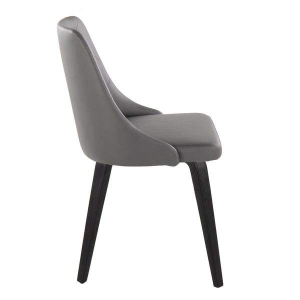 English Elm Marche Contemporary Accent Chairs Set Of 2 - Stylish Grey Faux Leather With Black Wood Legs For Dining B202S01251