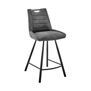 English Elm Tavelle Faux Leather 30" Bar Stool with Brushed Stainless Frame — Modern, Durable, Easy Assembly Charcoal B2736P268582