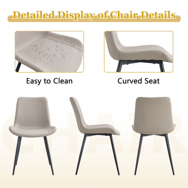 English Elm Table Set Oval Tempered Glass Top with Six Brown Fabric Chairs for Modern Dining Black,Transparent,Warm Grey W1151S04750