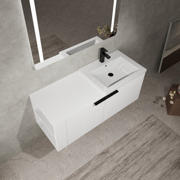 English Elm 48 Modern Bathroom Vanity Sink Combo with Soft-Close Doors, Engineered Wood, Spacious Storage, Easy Assembly Ameican White Oak W1972S00012