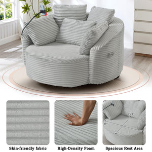 English Elm Swivel Barrel Accent Chair Chenille Tufted Round Club Seat for Living Room Lounge Light Grey N719S002320R