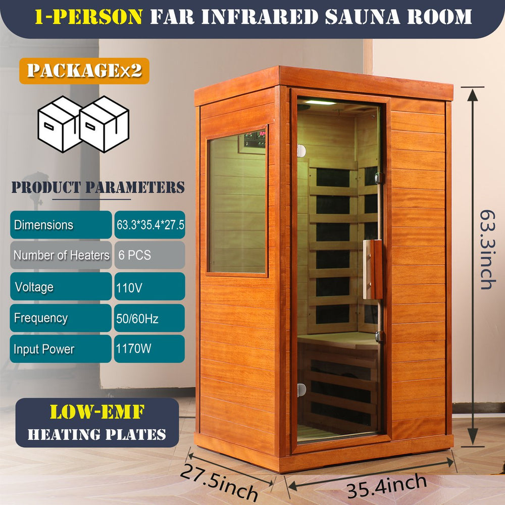 English Elm Far Infrared Sauna with Okoume Wood Six Carbon Panels Chromotherapy and Bluetooth Audio W3973S00010