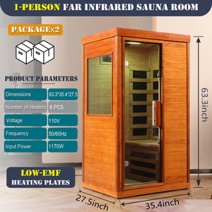 English Elm Far Infrared Sauna with Okoume Wood Six Carbon Panels Chromotherapy and Bluetooth Audio W3973S00010
