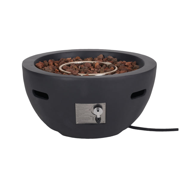 English Elm 27" Mgo Bowl Fire Pit 40000 Btu Propane Concrete Finish Outdoor Patio Focal Point N772P401888B