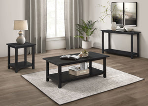 English Elm Wood Pine End Table with Open Shelf Rustic Farmhouse Living Room Accent Piece Distressed Black B016P472799