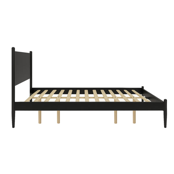 English Elm Mid-Century Modern California King Wooden Platform Bed - Chic Black Finish & Timeless Design Elegance B016S00022