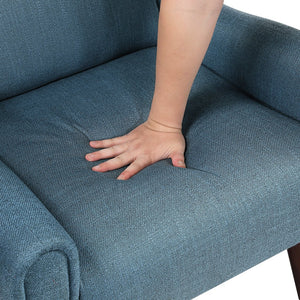 English Elm Modern Wingback Upholstered Accent Chair with Solid Wood Frame, Gold-Tip Legs, Plush Pocket Coil Comfort Blue 30.5 L x 33.5 W x 32 H B011P393056