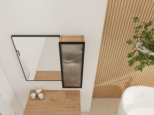 English Elm 10'' Floating Bathroom Mirror Cabinet Plywood Body Acrylic Door Adjustable Shelf W999P470297