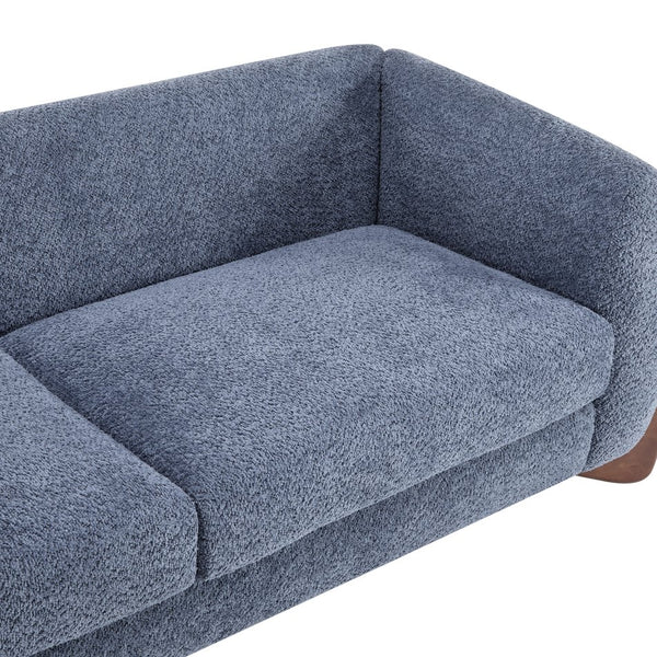 English Elm Christopher Knight Home® - 82Inches Oversized Navy Blue Boucle Sherpa Sofa - Plush Comfort, Modern Style & Walnut Legs N771P205090U_N771P205091U