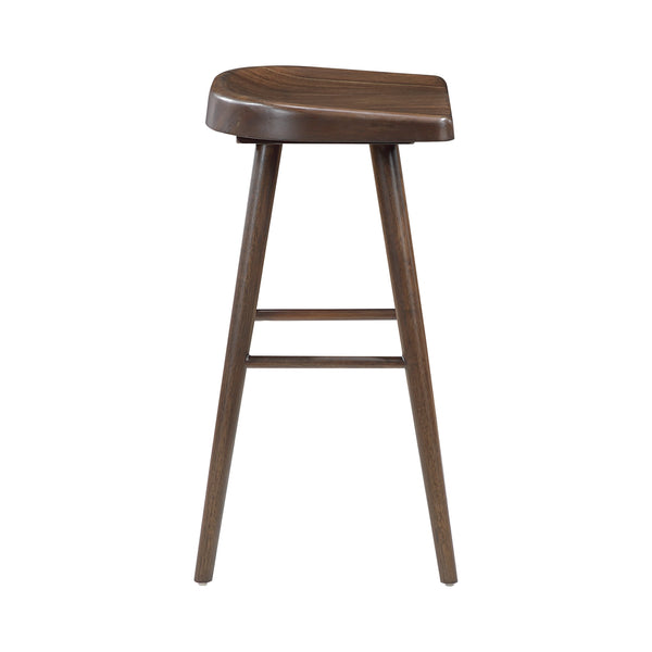 English Elm Brown Acacia Wood Pub Height Dining Set Seats Eight with Saddle Stools Industrial Accents B011S02270