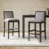 Christopher Knight Home® - Noble House - - 30.5 Inch Height Bar Stools Set Of 2, Rubber Wood Frame,Fabric Sponge Cushion And Upholstered Barstools, Retro Bar Chairs Suitable For Kitchen Island,Bedroom,Dining Room.