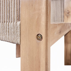 English Elm Christopher Knight Home® - Matera Teak & Beige Dining Chairs Set of 2 – Acacia Wood Frame, Rope Back, Removable Washable Cushions N775P255932T
