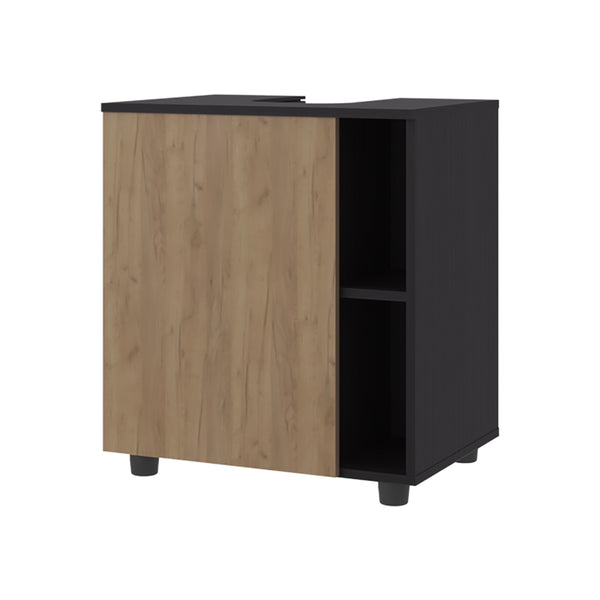 English Elm Under Sink Storage Cabinet with 2 Doors and Shelves — Sleek Oak & Black Wengue Finish for Bathrooms Natural+Black 27.17 L x 21.65 W x 5.91 H B097P395904
