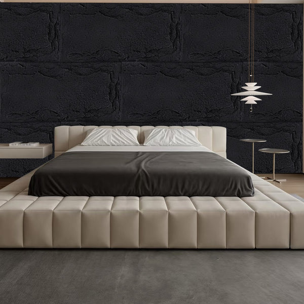 English Elm 3d Faux Stone Pu Wainscoting Panels Lightweight Waterproof Interior Accent Wall Set Antique Black W347P478074
