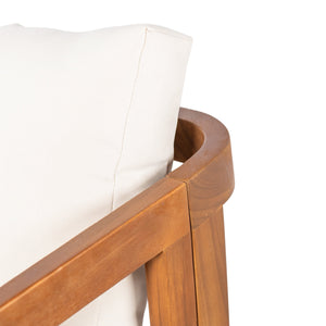 English Elm Christopher Knight Home® - Acacia Solid Acacia Wood Outdoor Dining Chairs Set of 2 with Beige Weather-Resistant Cushions, Natural Finish N776P286347B