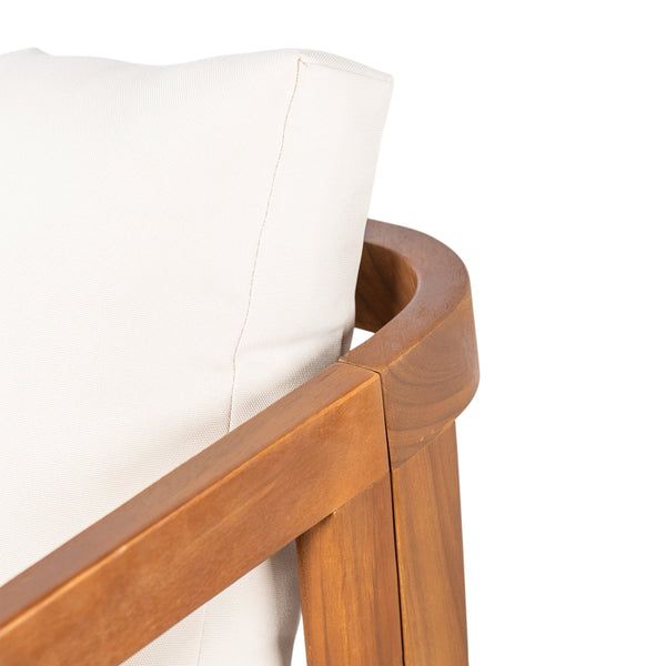 English Elm Christopher Knight Home® - Acacia Solid Acacia Wood Outdoor Dining Chairs Set of 2 with Beige Weather-Resistant Cushions, Natural Finish N776P286347B