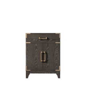 English Elm Brown Oak Single Bath Vanity - Compact 24" W Ready-To-Install Unit With Soft-Close Storage Cabinet B2731P259738