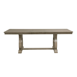 English Elm Classic Oak Veneer Trestle Dining Table Seats Eight with a Self-storing Leaf B011S02336