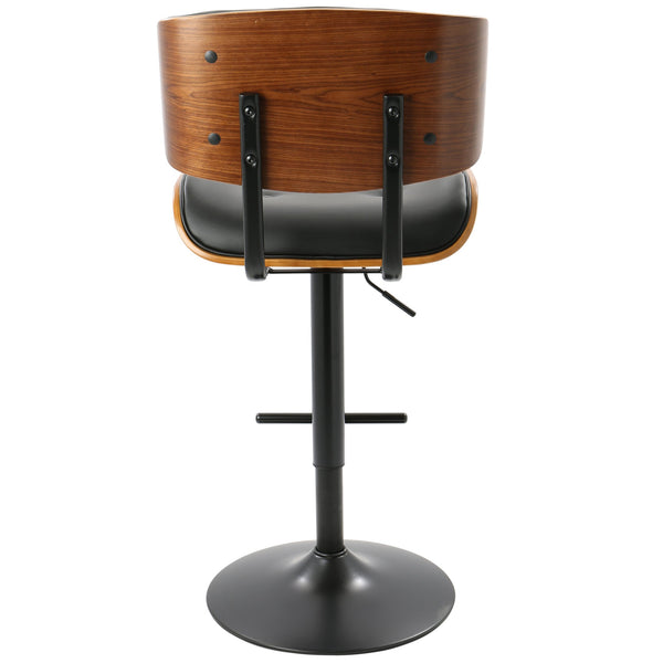 English Elm Mid-century Modern Swivel Barstool Tufted Faux Leather Seat Walnut Bentwood Frame B202P222408