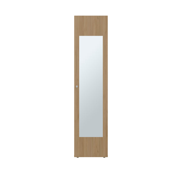 English Elm Jasmine Mirrored Wardrobe with Beige Finish and Four Shelf Storage for Small Spaces B092P474467