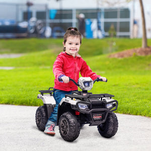 English Elm Aosom 12v Kids Battery Powered Atv Quad with Led Lights Music Usb Treaded Tires W2225P249795