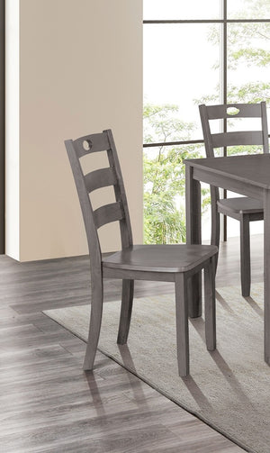 English Elm 5pc Square Dining Set with Slat Back Chairs, Transitional Gray Finish, 36" Table, Easy Assembly B2741P381506