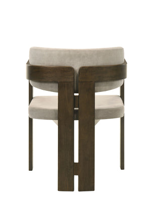 English Elm Destin Light Gray Polished Microfiber Side Chair with Walnut Finish, Padded Comfort & Durable Frame B2726P246631