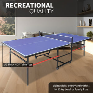 English Elm 8ft Foldable Ping Pong Table Aluminum Frame Indoor Game Set with Paddles Net Balls W1408P153471