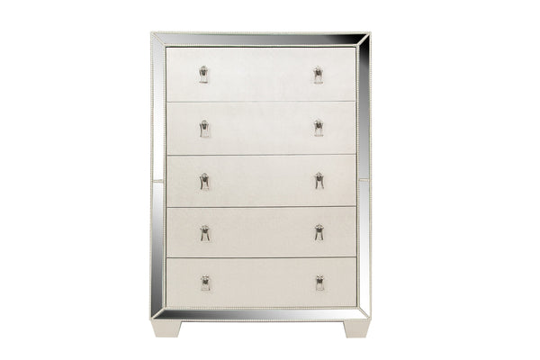 English Elm Traditional Elegant 6-Drawer Dresser with Antique Finish and Decorative Pulls for Spacious Bedroom Storage Silver 41 L x 21 W x 56 H B011P395091