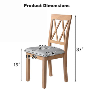 English Elm Dining Room Chairs Set of 2 Upholstered Accent Side Chairs with Padded Seat and Solid Wood Legs, Stylish Natural N752P216388A