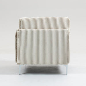 English Elm Modular Corner Seat Sofa Module - Beige Corduroy Accent Couch With Durable Steel Legs & Comfort W3098P257005