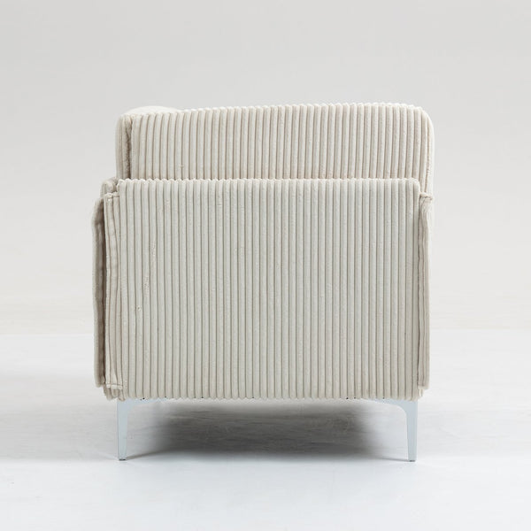 English Elm Modular Corner Seat Sofa Module - Beige Corduroy Accent Couch With Durable Steel Legs & Comfort W3098P257005