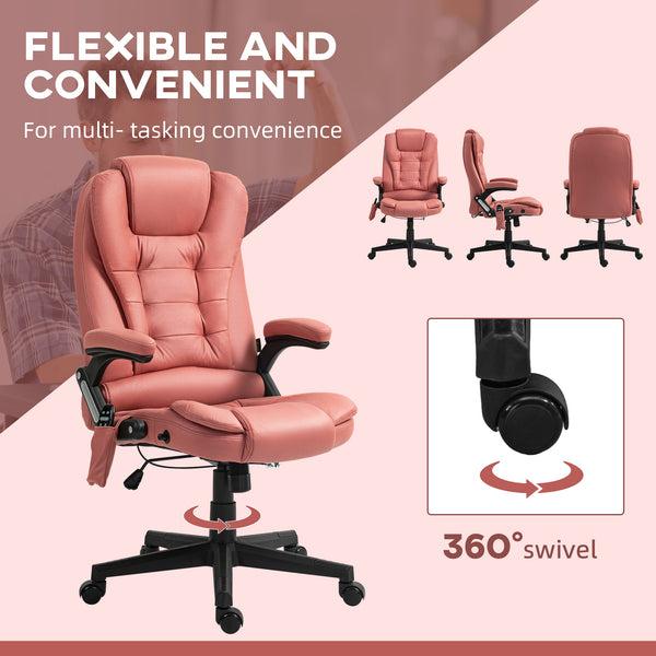 English Elm HOMCOM Executive Massage Office Chair with 6-Point Vibration, Lumbar Heat, Recline & Remote Control Red W2225P229772