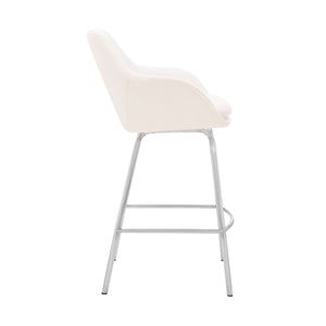 English Elm Freya 30" Swivel Bar Stool in White Faux Leather with Brushed Stainless Steel Base — Durable, Stylish Comfort B2736P268545