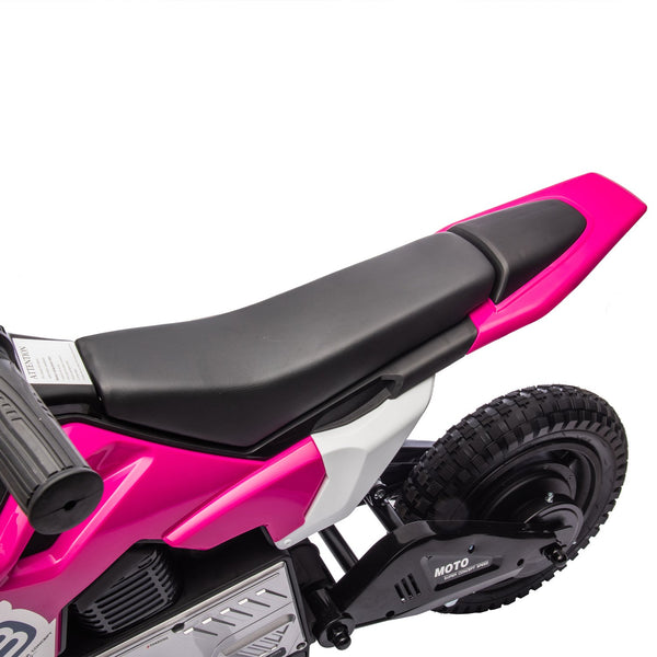 English Elm 24v Kids Electric Motocross Motorcycle 200w Hub Motor Suspension Led Bluetooth Audio Pink W1578P225049