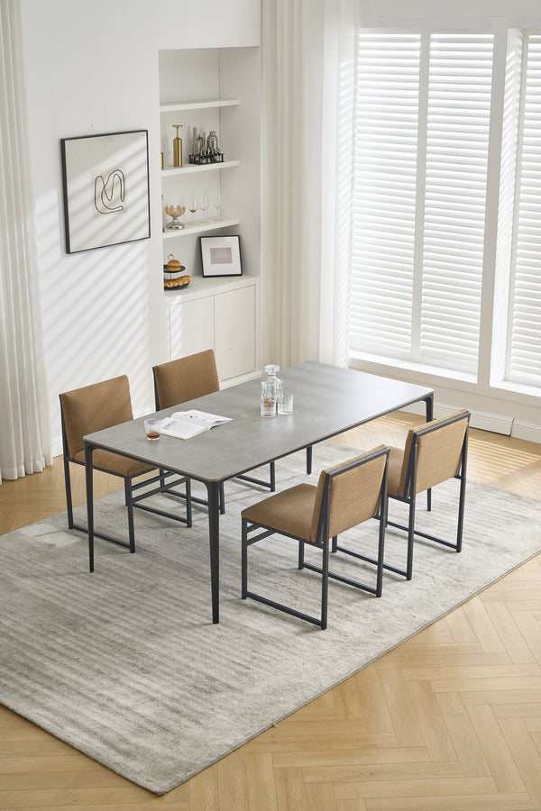 English Elm Modern Upholstered Dining Chairs Set of 2 with Linen-Like Fabric, High-Resilience Foam and Metal Frame Elegant Comfort Coffee W1249P257009