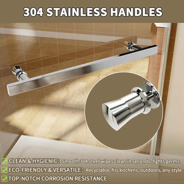 English Elm Corner Frameless Neo-angle Pivot Shower Enclosure with Tempered Glass and Sleek Hardware Chrome W637P348803