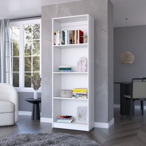 English Elm Sutton Tiered Bookcase with 4 Deep Shelves, 71.1" H x 24.7" W, RTA, White Black Gray Finish B128P176164