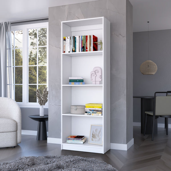 English Elm Sutton Tiered Bookcase with 4 Deep Shelves, 71.1" H x 24.7" W, RTA, White Black Gray Finish B128P176164