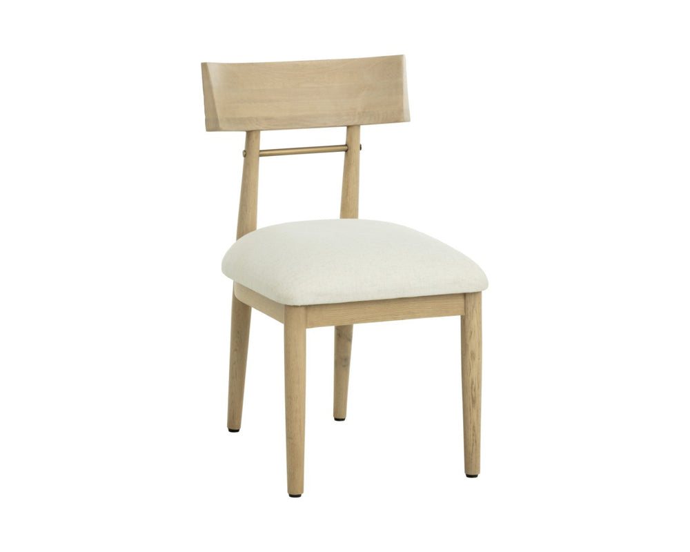 Sunpan FLORIAN Dining Chair - Sculptural Light Oak with Geralt Linen - Ergonomic Comfort & Timeless Style 112352